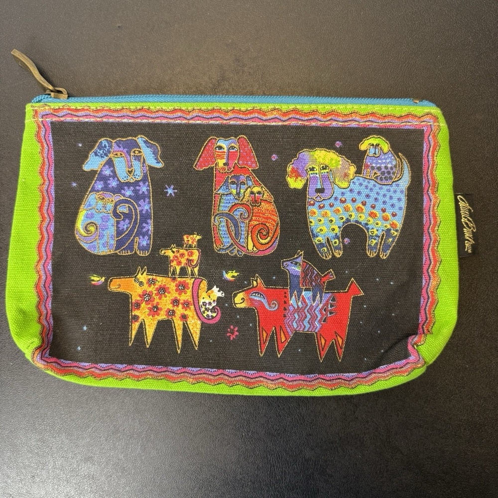 Laurel Burch Canvas‎ Zipper Pouch – Colorful Dog Design